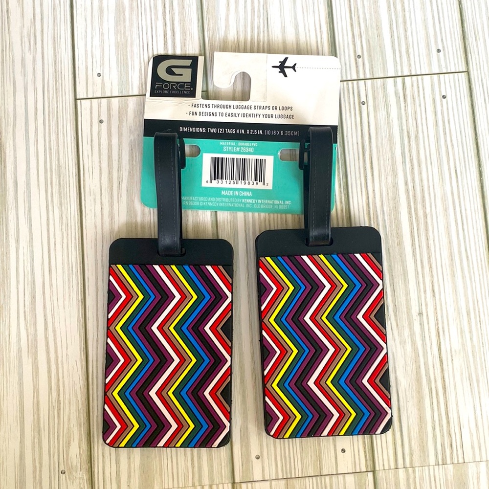 Set of 2 Bright Zig Zags Luggage Tags